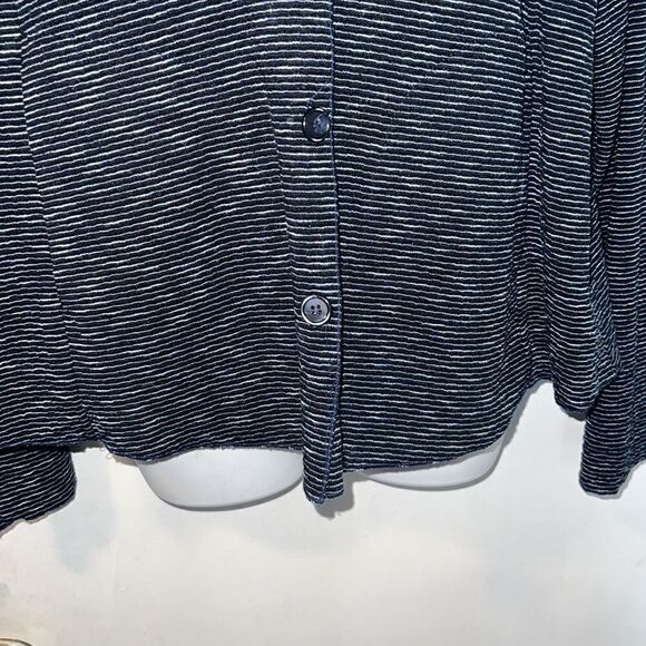 SPIRITTICUS CLOTHING Navy Blue and White Stripe Button Up Blouse-M - Picture 4 of 9